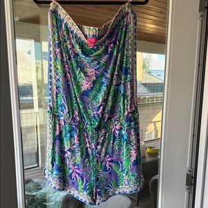 Lilly Pulitzer Multicolor Tropical Print Women Shorts Romper